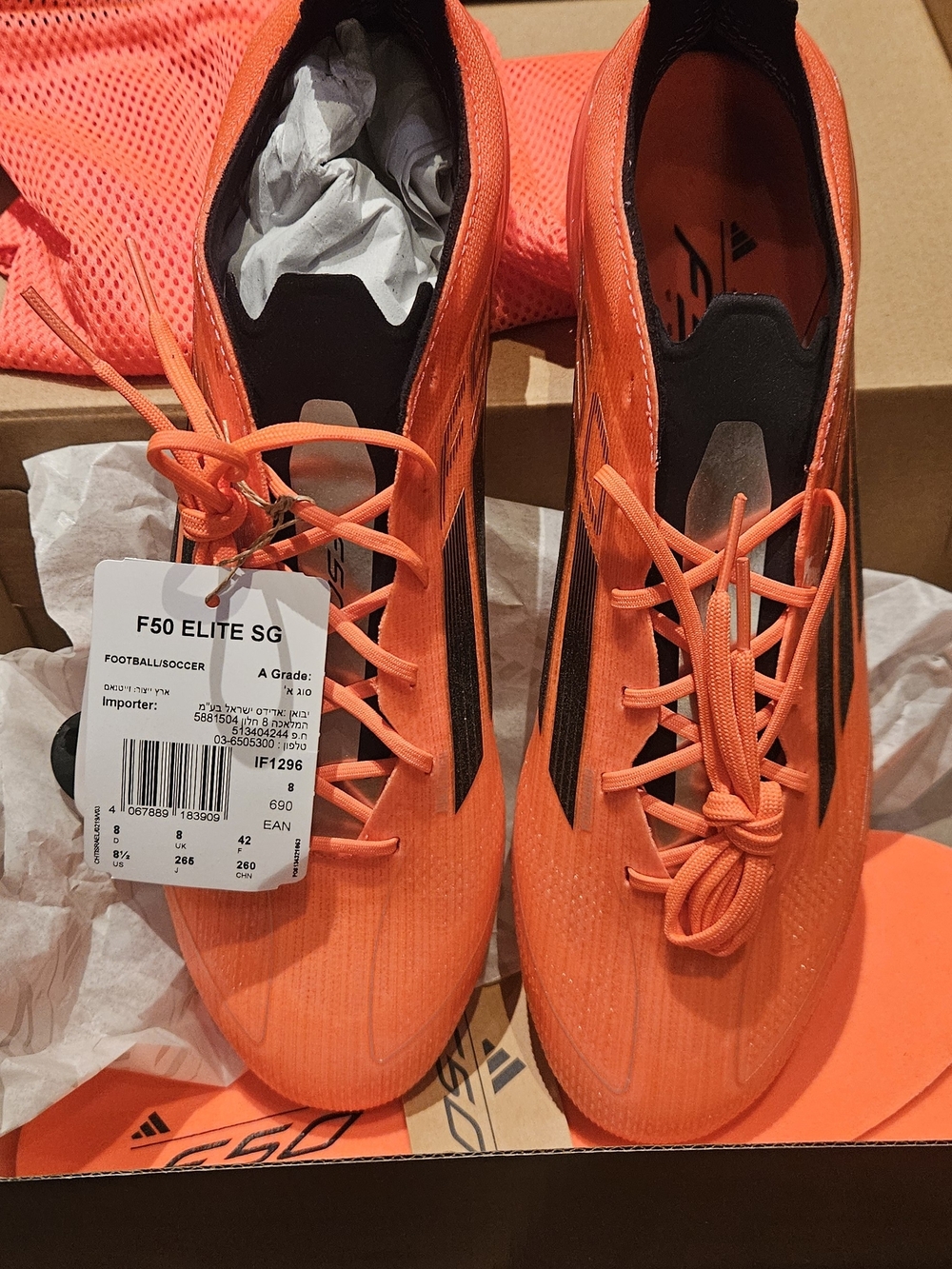 Adidas F50 Elite SG Soccer Cleats - Orange with Black Accents